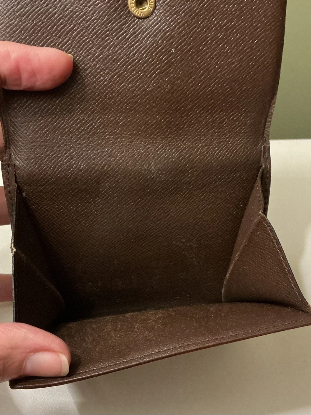 Louis Vuitton Brown Tan Damier Compact Wallet with Snap with COA